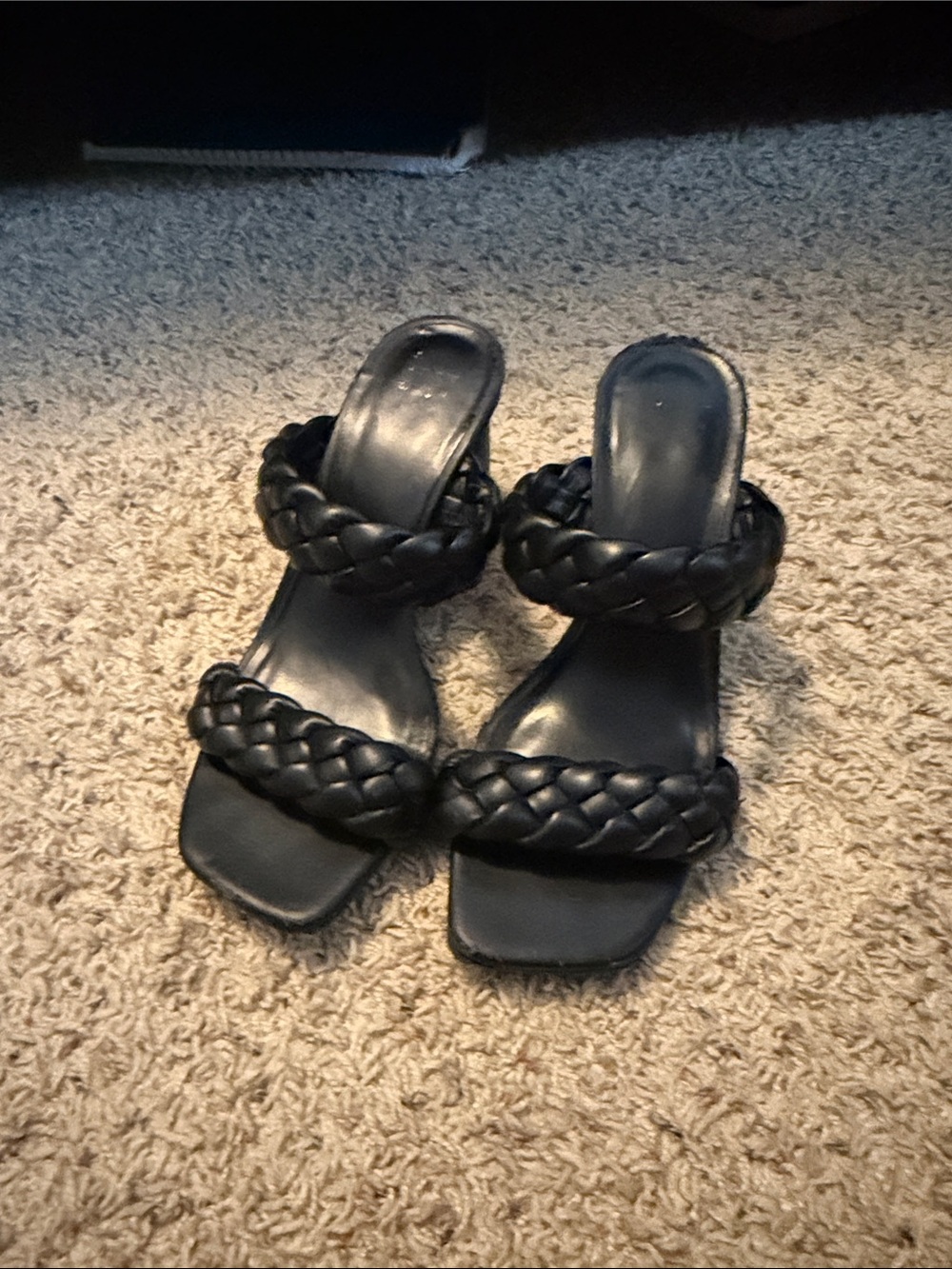 a new day Black Braided Double-Strap Slide Heels